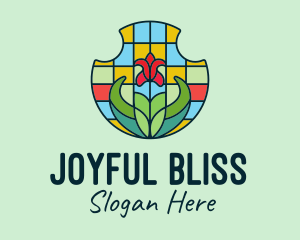 Stained Glass Flower logo design