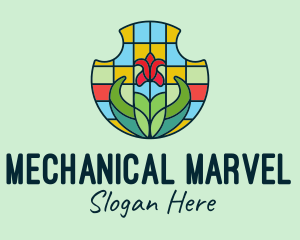 Stained Glass Flower logo design