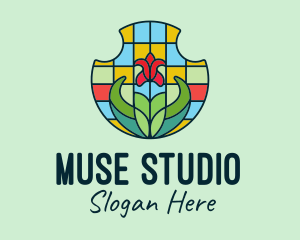 Stained Glass Flower logo design