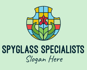 Stained Glass Flower logo design