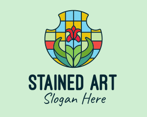 Stained Glass Flower logo design