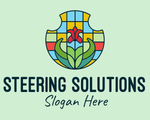 Stained Glass Flower logo design