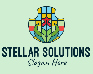 Stained Glass Flower logo design