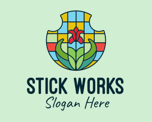 Stained Glass Flower logo design