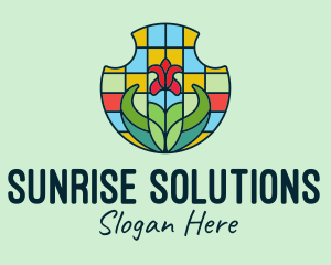 Stained Glass Flower logo design