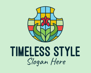 Stained Glass Flower logo design