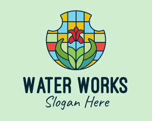 Stained Glass Flower logo design