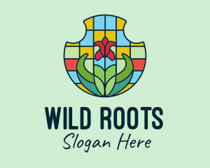 Stained Glass Flower logo design