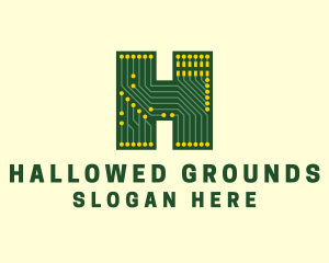 Circuit Board Letter H logo design