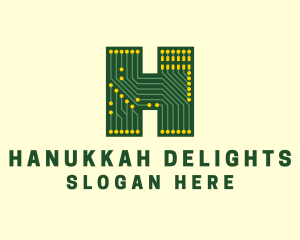 Circuit Board Letter H logo design