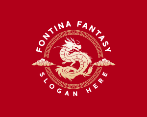 Mythical Fantasy Dragon logo design