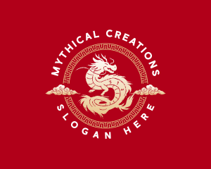 Mythical Fantasy Dragon logo design