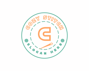 Retro Sewing Button Needle logo design