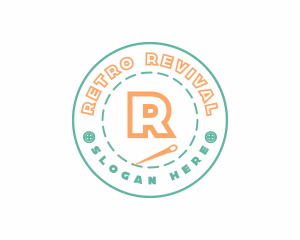 Retro Sewing Button Needle logo design