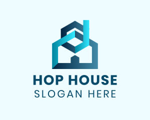 Blue Hexagon House logo design