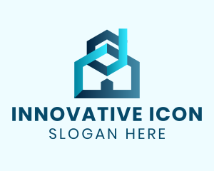 Blue Hexagon House logo design