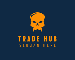 Fang Skull Skeleton logo design