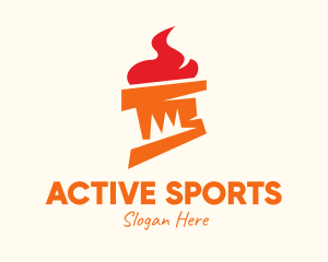 Orange Flame Torch Logo