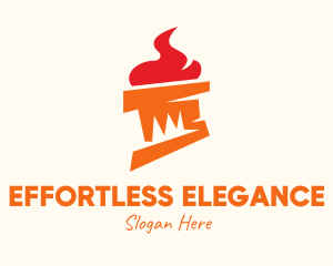 Orange Flame Torch Logo