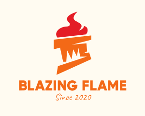 Orange Flame Torch logo design