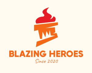 Orange Flame Torch logo design