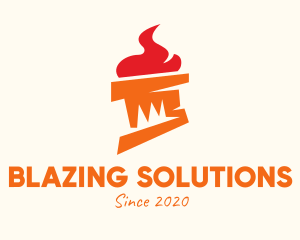 Orange Flame Torch logo design