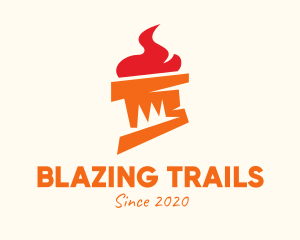 Orange Flame Torch logo design