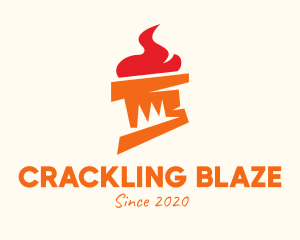 Orange Flame Torch logo design