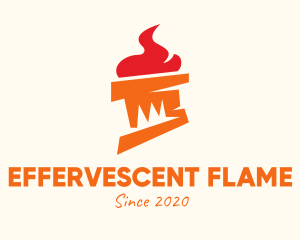 Orange Flame Torch logo design