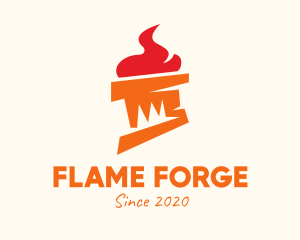 Orange Flame Torch logo design