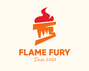 Orange Flame Torch logo design