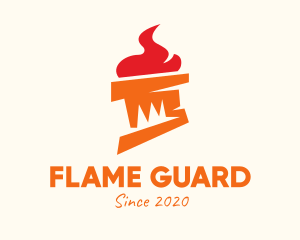 Orange Flame Torch logo design