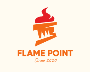 Orange Flame Torch logo design