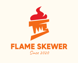 Orange Flame Torch logo design