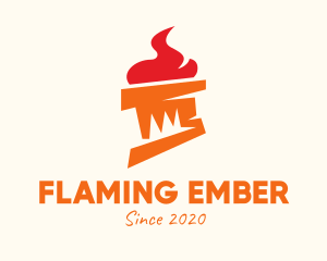 Orange Flame Torch logo design