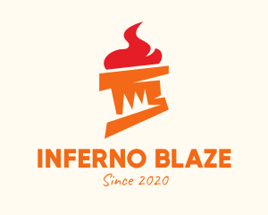 Orange Flame Torch logo design