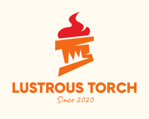 Orange Flame Torch logo design