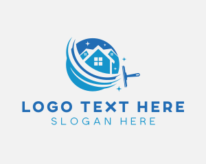 House - House Cleaning Squeegee logo design