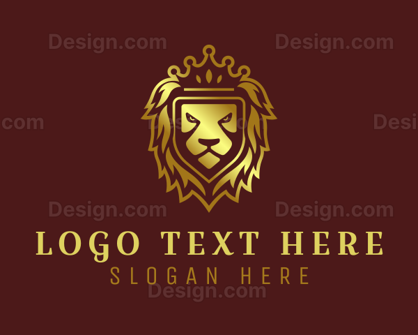 Gold Shield Lion Royalty Logo