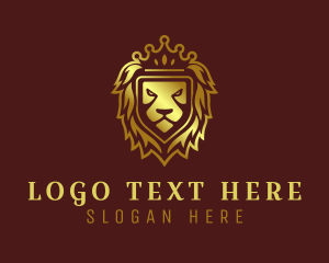 Gold Shield Lion Royalty logo