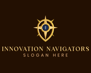 Navigation Compass Pin logo design