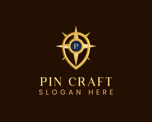 Navigation Compass Pin logo design