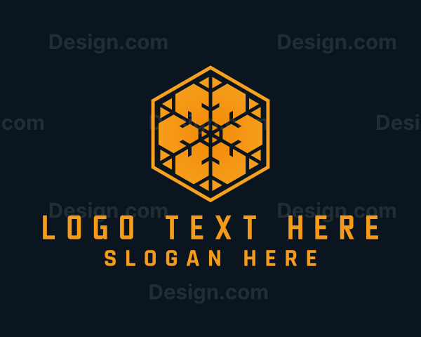 Orange Snowflake Hexagon Logo