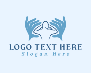 Medical - Blue Hands Massage logo design