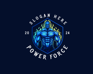 Strong Man Muscle Trainer logo design