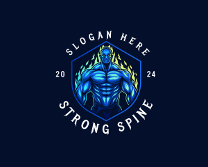 Strong Man Muscle Trainer logo design