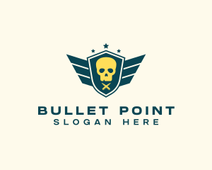 Skull Wing Shield Munition logo design