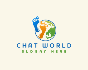 Globe Footprint Planet logo design