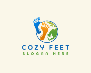 Globe Footprint Planet logo design