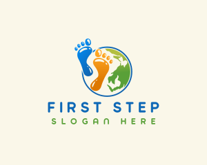 Globe Footprint Planet logo design